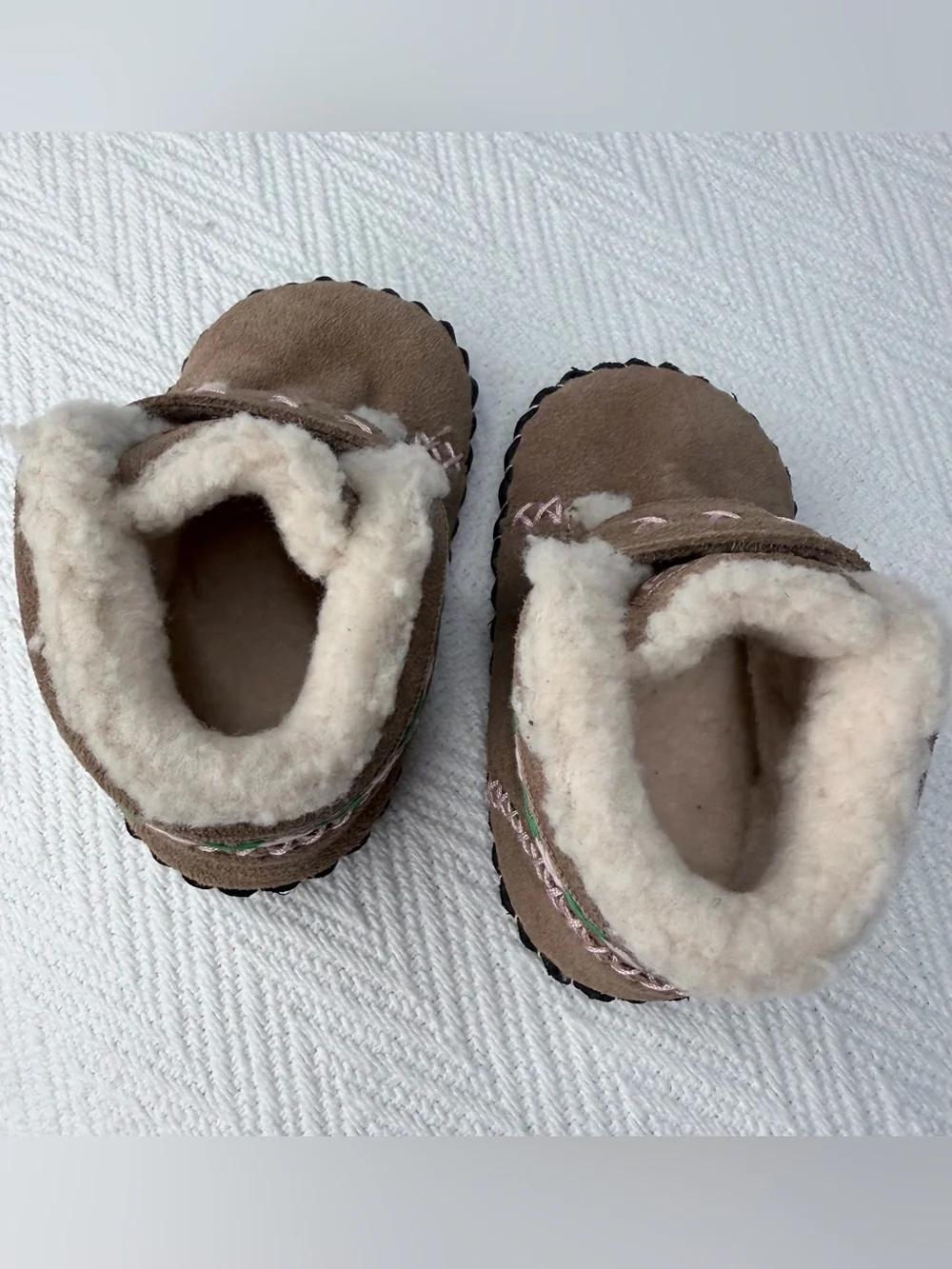 Pediped NEW Originals ROSA Gingersnap Crib Shoe Baby Tan Faux Fur Bootie 6-12mo